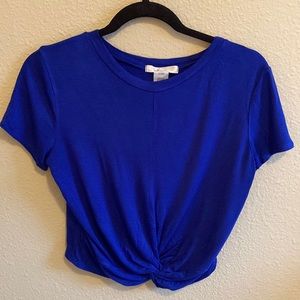 Royal blue knot front crop top